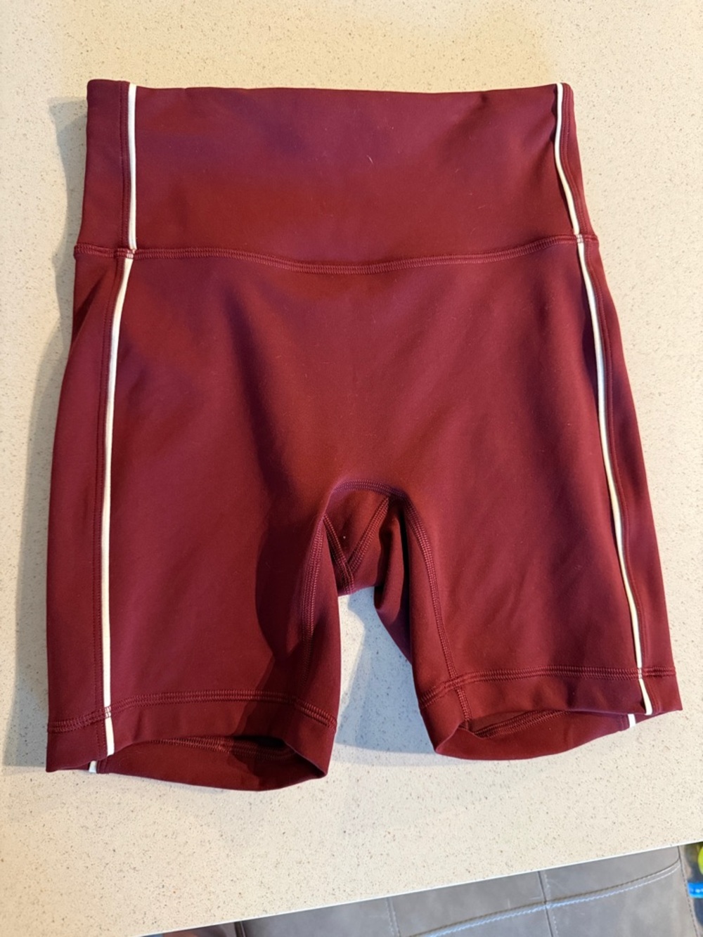 lululemon athletica Burgundy Athletic Shorts with White Piping